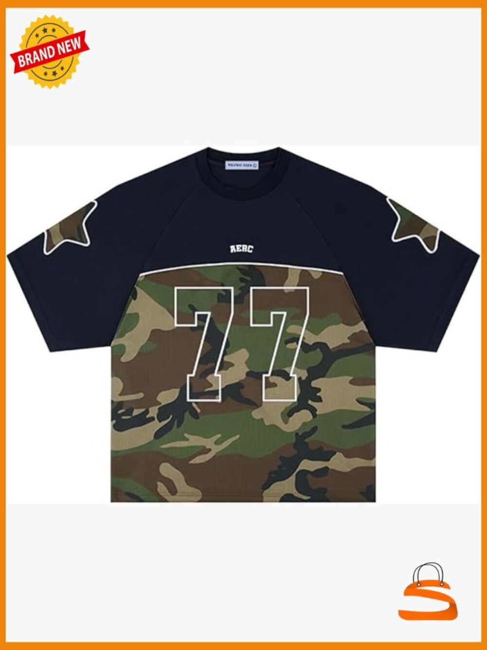Oversized 77 Number Camouflage Mesh Jersey Tee Streetwear Y2k Sport Top